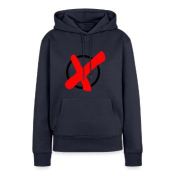 croix élection - Sweat à capuche Premium bio Femme - bleu marine - Devant - Julia (174cm)