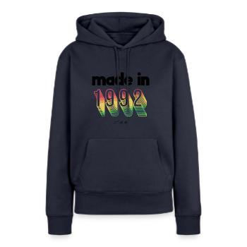 Hergestellt in 1992 limitierter Auflage - Frauen Premium Bio Hoodie - Navy - Vorne - Julia (174cm)