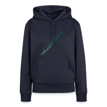 Messer - Frauen Premium Bio Hoodie - Navy - Vorne - Julia (174cm)