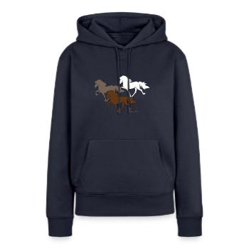 Icelandic Spirit - Sweat à capuche Premium bio Femme - bleu marine - Devant - Julia (174cm)