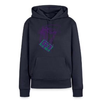 hand & tape - Frauen Premium Bio Hoodie - Navy - Vorne - Julia (174cm)