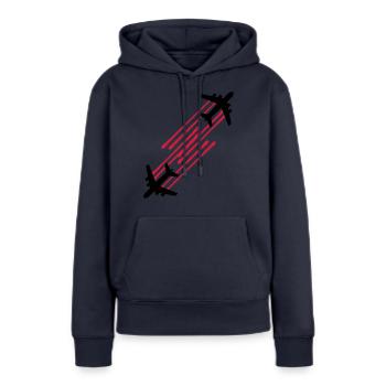 2 gouttes de sang chemtrails ligne de timbre graff - Sweat à capuche Premium bio Femme - bleu marine - Devant - Julia (174cm)