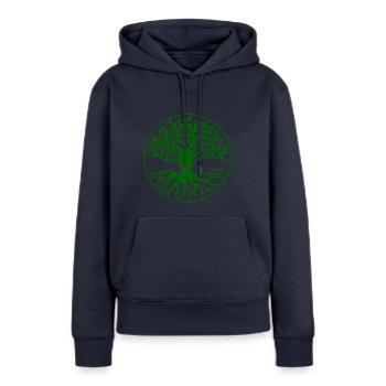 Arbre Arbre de vie - Sweat à capuche Premium bio Femme - bleu marine - Devant - Julia (174cm)