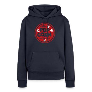Popcorn frais - croustillant et délicieux - Cadeau - Sweat à capuche Premium bio Femme - bleu marine - Devant - Julia (174cm)