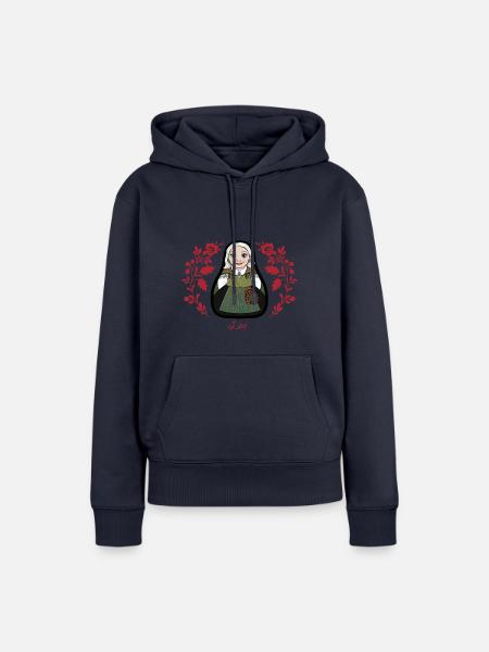 Lockere Tönung mit Blüten. - Frauen Premium Bio Hoodie - Navy