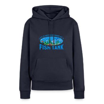 Aquarist Fish Keeper Hobby Aquarium Fish Keeper - Sweat à capuche Premium bio Femme - bleu marine - Devant - Julia (174cm)