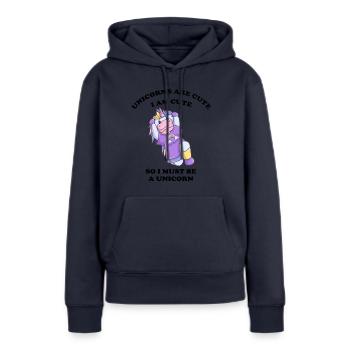 sportliches Einhorn - Frauen Premium Bio Hoodie - Navy - Vorne - Julia (174cm)