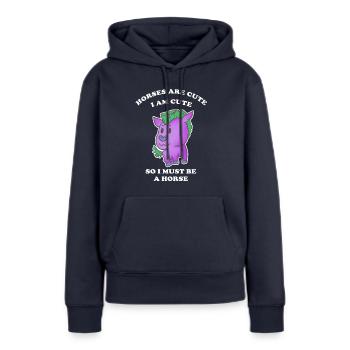 Pferde sind niedlich ich bin niedlich also bin ich - Frauen Premium Bio Hoodie - Navy - Vorne - Julia (174cm)