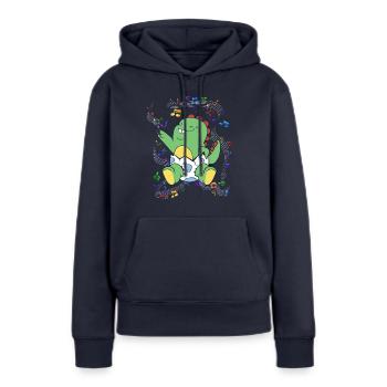 Baby Dino Eierschale Party Musik Geschenk - Frauen Premium Bio Hoodie - Navy - Vorne - Julia (174cm)