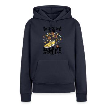 Courir - Sweat à capuche Premium bio Femme - bleu marine - Devant - Julia (174cm)
