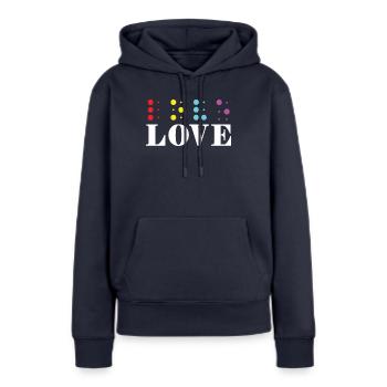 Love Braille Alphabet Braille Language Letters - Frauen Premium Bio Hoodie - Navy - Vorne - Julia (174cm)