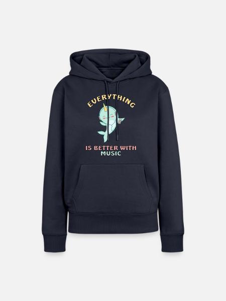 Narwal Zahnwal Delfin - Frauen Premium Bio Hoodie - Navy