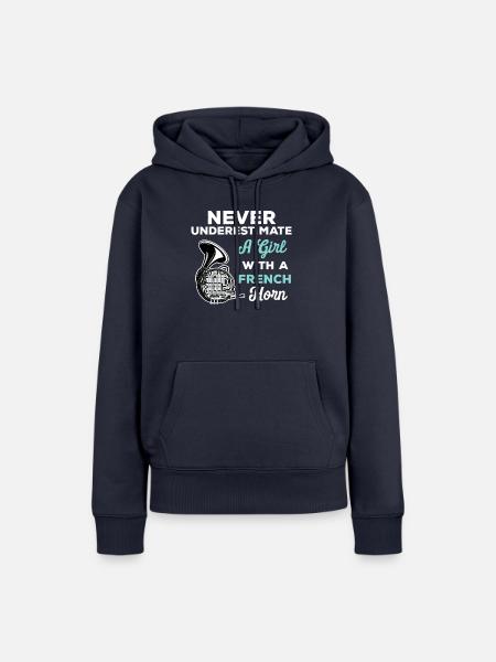 Unterschätze niemals ein Mädchen mit einem Horn - Frauen Premium Bio Hoodie - Navy