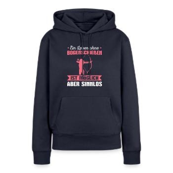 Schützin Pfeil und Bogen Bogenschießen - Frauen Premium Bio Hoodie - Navy - Vorne - Julia (174cm)