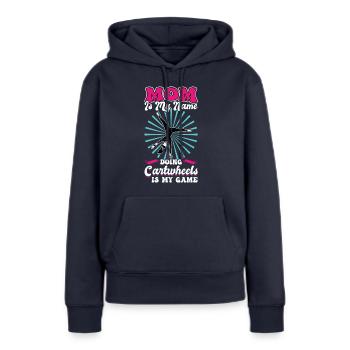 Maman roue de charrette - Sweat à capuche Premium bio Femme - bleu marine - Devant - Julia (174cm)