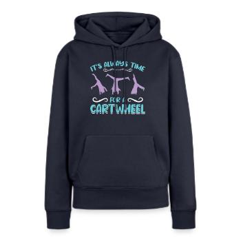 Il est temps pour une roue de charrette - Sweat à capuche Premium bio Femme - bleu marine - Devant - Julia (174cm)