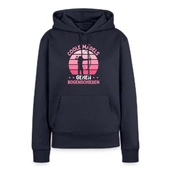 Coole Mädels gehen Bogenschießen Schützin - Frauen Premium Bio Hoodie - Navy - Vorne - Julia (174cm)