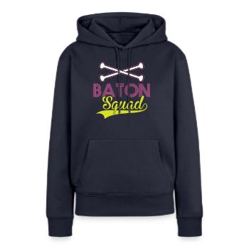 Baton Squad - Baton Twirler - Sweat à capuche Premium bio Femme - bleu marine - Devant - Julia (174cm)