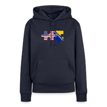 Bosnie-Herzégovine - Sweat à capuche Premium bio Femme - bleu marine - Devant - Julia (174cm)