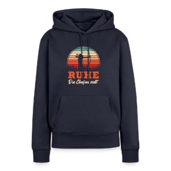 Bogenschießen Die Chefin zielt Schützin - Frauen Premium Bio Hoodie - Navy - Vorne - Julia (174cm)