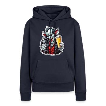 Vampire / Dracula / Suceur de sang / Halloween / Mythe - Sweat à capuche Premium bio Femme - bleu marine - Devant - Julia (174cm)