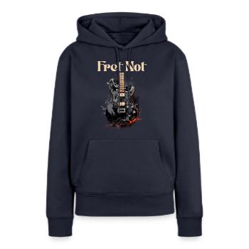 Fret Pas Drôle Citation Professeur De Guitare - Sweat à capuche Premium bio Femme - bleu marine - Devant - Julia (174cm)