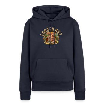 Cabane déconnectée, cabine extérieure - Sweat à capuche Premium bio Femme - bleu marine - Devant - Julia (174cm)