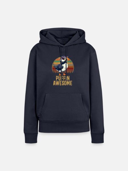 puffin awesome, puffin - Frauen Premium Bio Hoodie - Navy