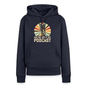 Podcast Podcaster - Frauen Premium Bio Hoodie - Navy - Vorne - Julia (174cm)