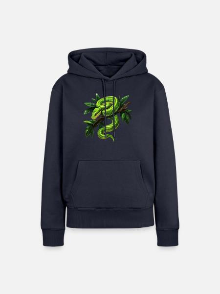 Grüner Baumpython Schlangen Liebhaber Terrarium - Frauen Premium Bio Hoodie - Navy