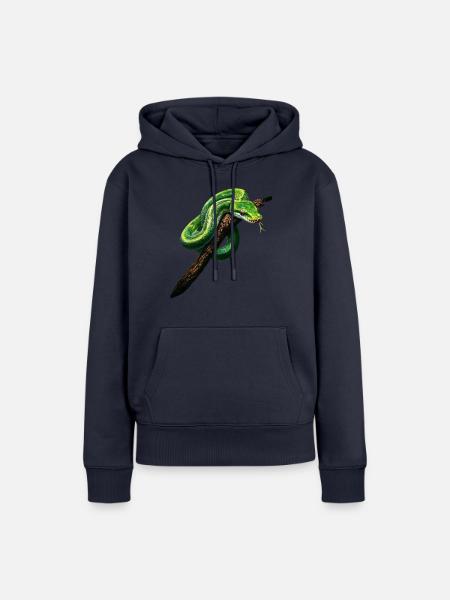 Grüner Baumpython Schlangen Liebhaber Terrarium - Frauen Premium Bio Hoodie - Navy