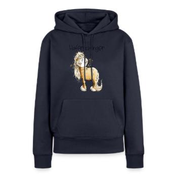 Haflinger Pferd Haferschlinger Wortspiel - Frauen Premium Bio Hoodie - Navy - Vorne - Julia (174cm)