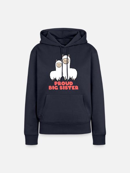 Proud big sister Lama - Frauen Premium Bio Hoodie - Navy
