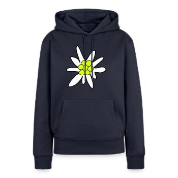Edelweiss, fleur - Sweat à capuche Premium bio Femme - bleu marine - Devant - Julia (174cm)