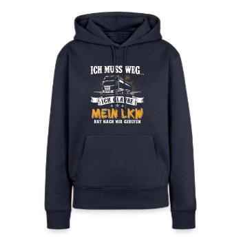 Lastwagen LKW Spedition Geschenk · ich muss weg - Frauen Premium Bio Hoodie - Navy - Vorne - Julia (174cm)