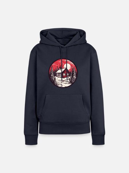 Winterhütte - Frauen Premium Bio Hoodie - Navy