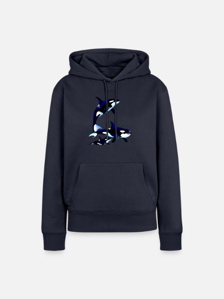 Killer Whale Family - Frauen Premium Bio Hoodie - Navy