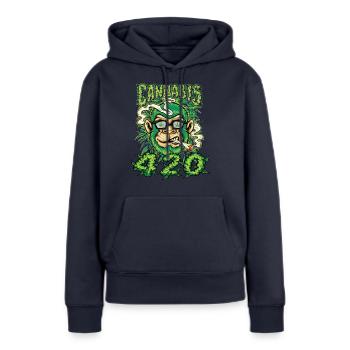 MARIHUANA 420 CANNABIS WEED HANF SMOKER DESIGN - Frauen Premium Bio Hoodie - Navy - Vorne - Julia (174cm)