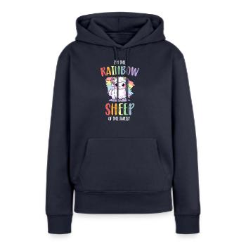 Rainbow Sheep LGBT Lesbian Gay Community Pride - Sweat à capuche Premium bio Femme - bleu marine - Devant - Julia (174cm)