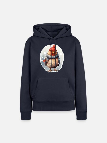 Hühnchen im Winterlook - Frauen Premium Bio Hoodie - Navy