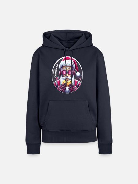 Weihnachtsmann Cyberpunk - Frauen Premium Bio Hoodie - Navy