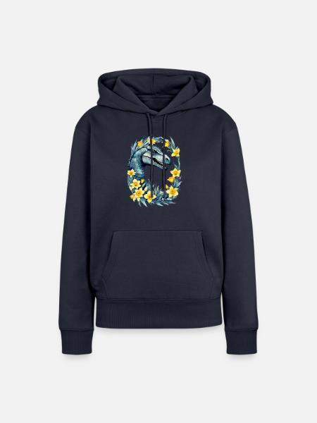 Trex Dinosaurier Narzissen - Frauen Premium Bio Hoodie - Navy