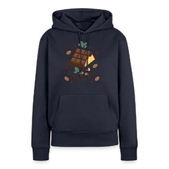 TABLETTES DE CHOCOLAT - Sweat à capuche Premium bio Femme - bleu marine - Devant - Julia (174cm)