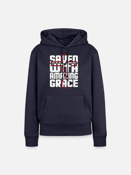 Saved with amazing grace - Frauen Premium Bio Hoodie - Navy