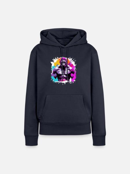 Gorilla Bodybuilding Beast - Frauen Premium Bio Hoodie - Navy