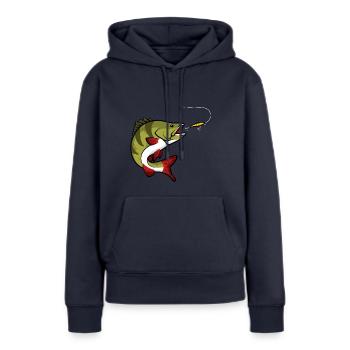 Barsch Angeln Raubfisch Fisch - Frauen Premium Bio Hoodie - Navy - Vorne - Julia (174cm)
