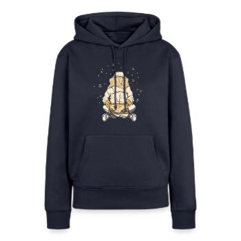 Imker Yoga - Frauen Premium Bio Hoodie - Navy - Vorne - Julia (174cm)