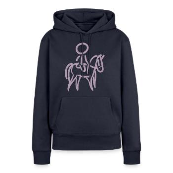 Cavalier sur Cavalier Minimalisme Minimaliste - Sweat à capuche Premium bio Femme - bleu marine - Devant - Julia (174cm)