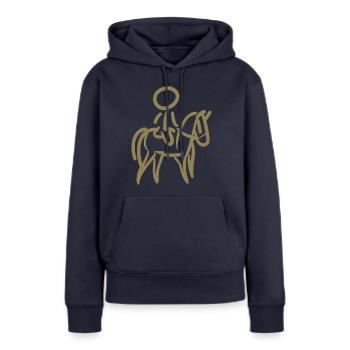 Cavalier sur Cavalier Minimalisme Minimaliste - Sweat à capuche Premium bio Femme - bleu marine - Devant - Julia (174cm)