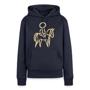 Cavalier sur Cavalier Minimalisme Minimaliste - Sweat à capuche Premium bio Femme - bleu marine - Devant - Julia (174cm)